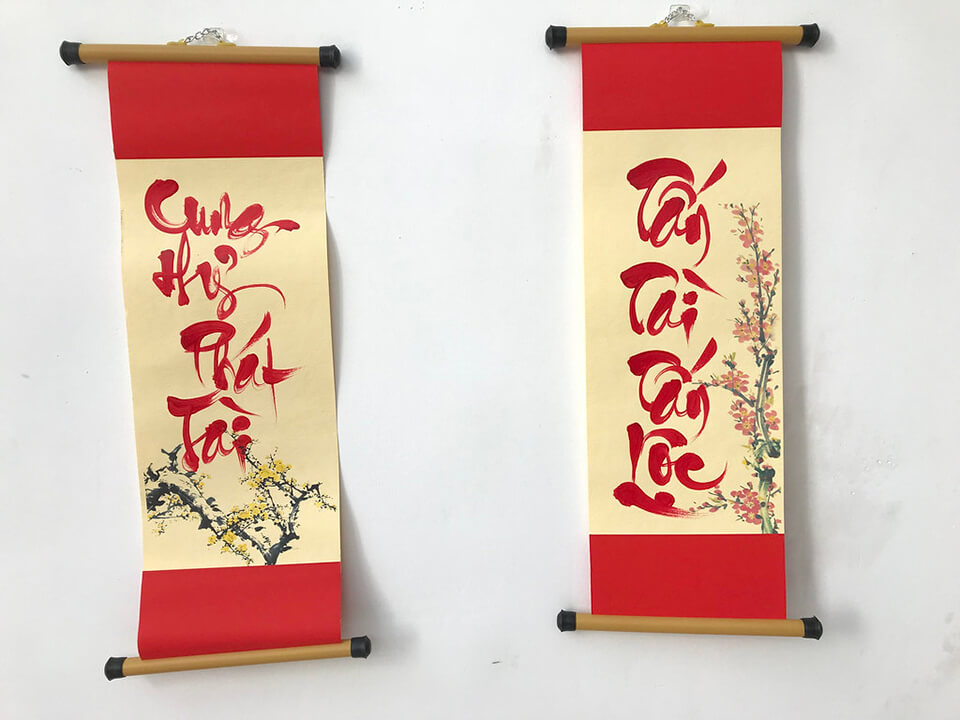 Câu đối Tết 4 chữ Cung hỷ phát tài/ Tấn tài tấn lộc