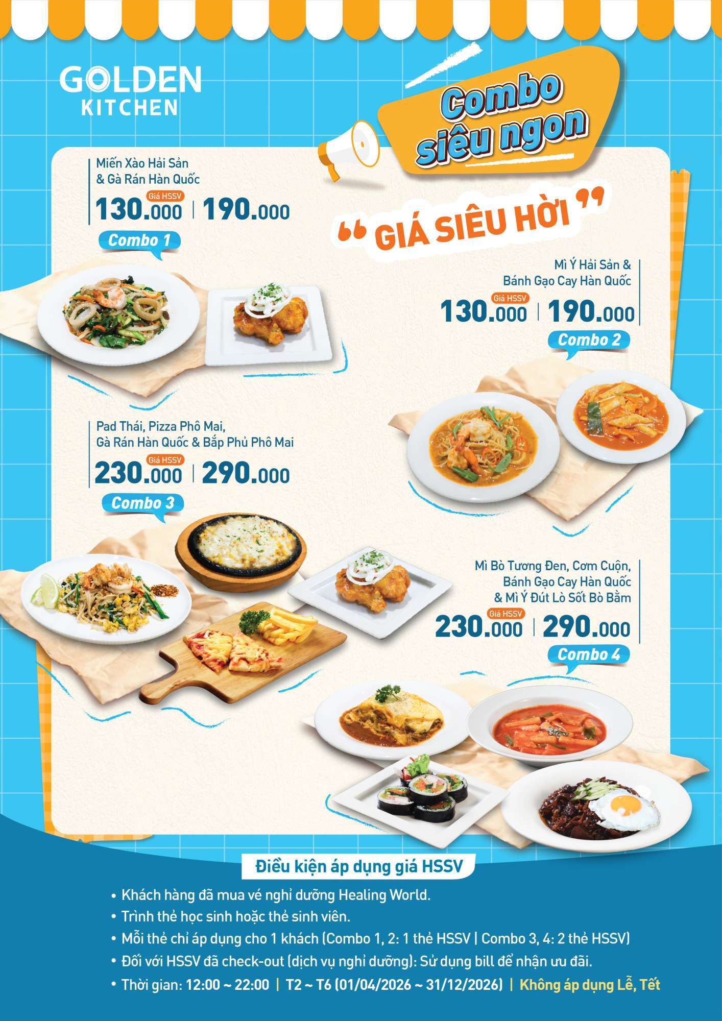 Bảng giá Menu GOLDEN KITCHEN HSSV